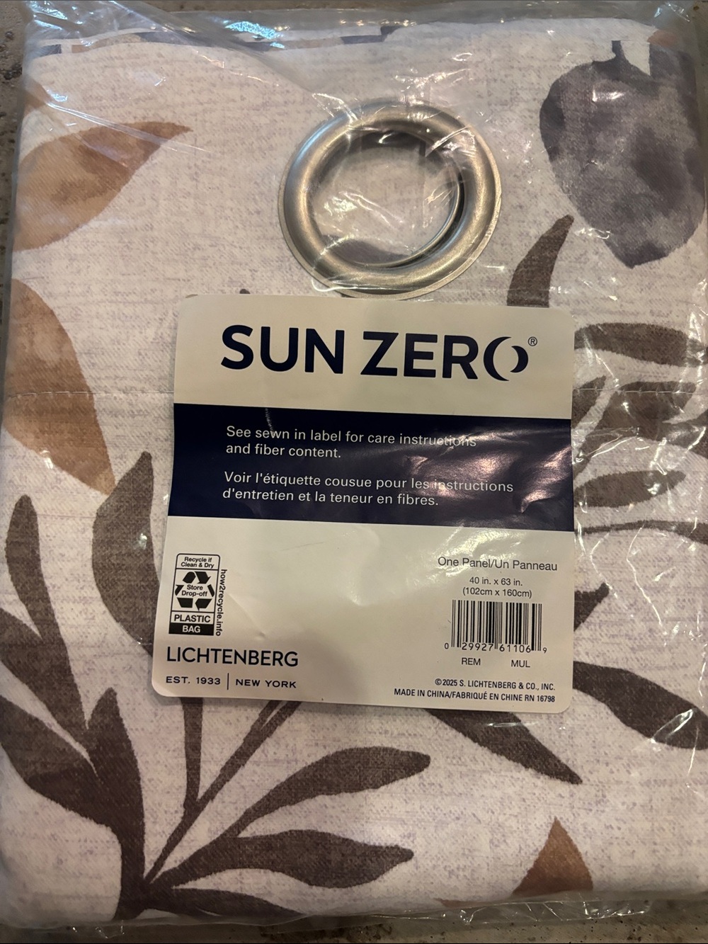 Sun Zero Lichtenberg Floral Grommet Curtain Panel - 40*63 - brand new!